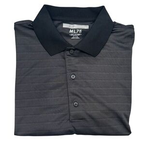 GREG NORMAN DARK GRAY TONAL STRIPES ML75 PLAY DRY CLASSIC SHARK POLO